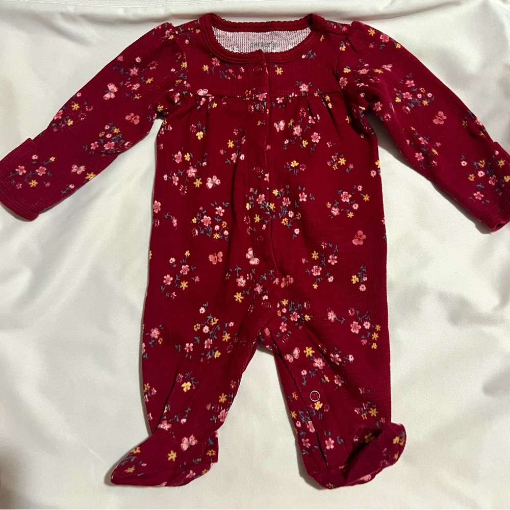 Carter's Red Floral Kids Footie NWOT